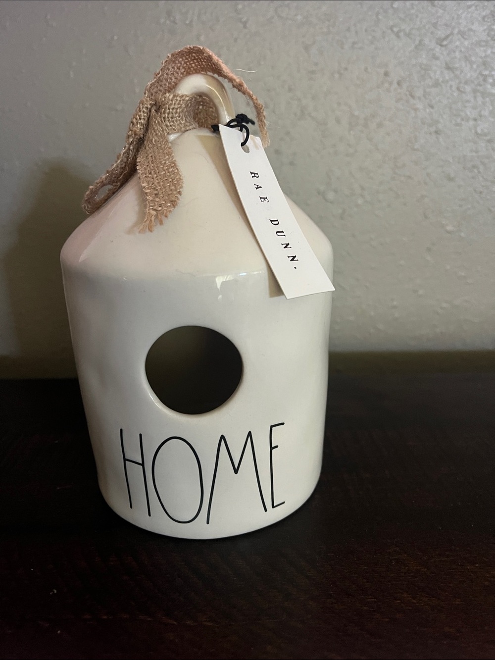 Rae Dunn Ceramic Birdhouse in White with Black Lettering